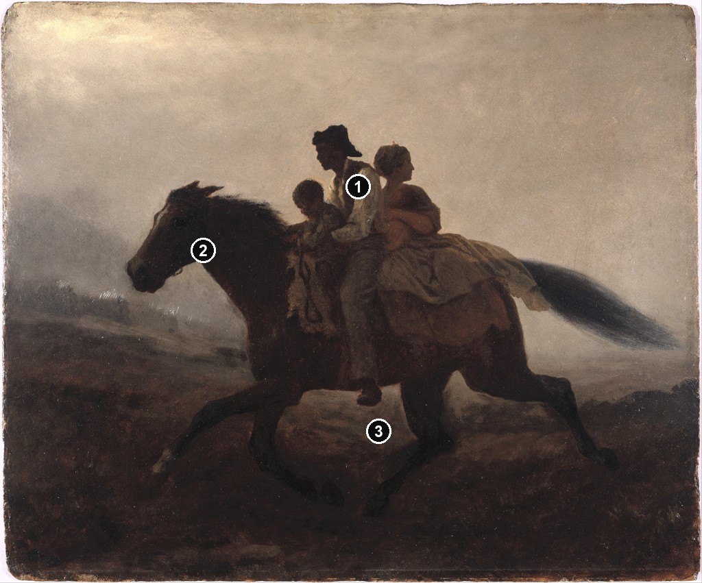 Annotated details from A Ride for Liberty by Eastman Johnson